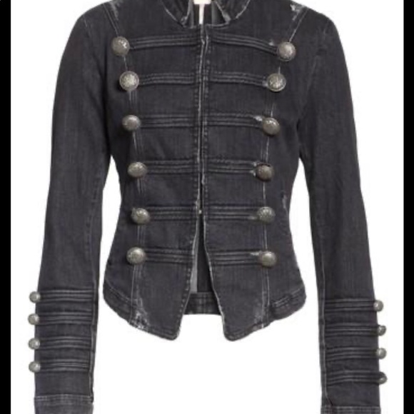 Free People Jackets & Blazers - Free people black jean military style jacket